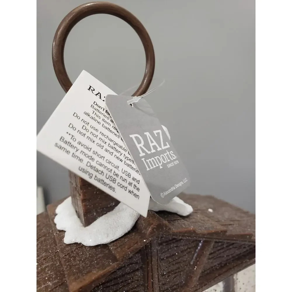 NEW RARE RAZ Imports Holiday Water Lantern Santa Elves Christmas Tree LIGHTS UP‎